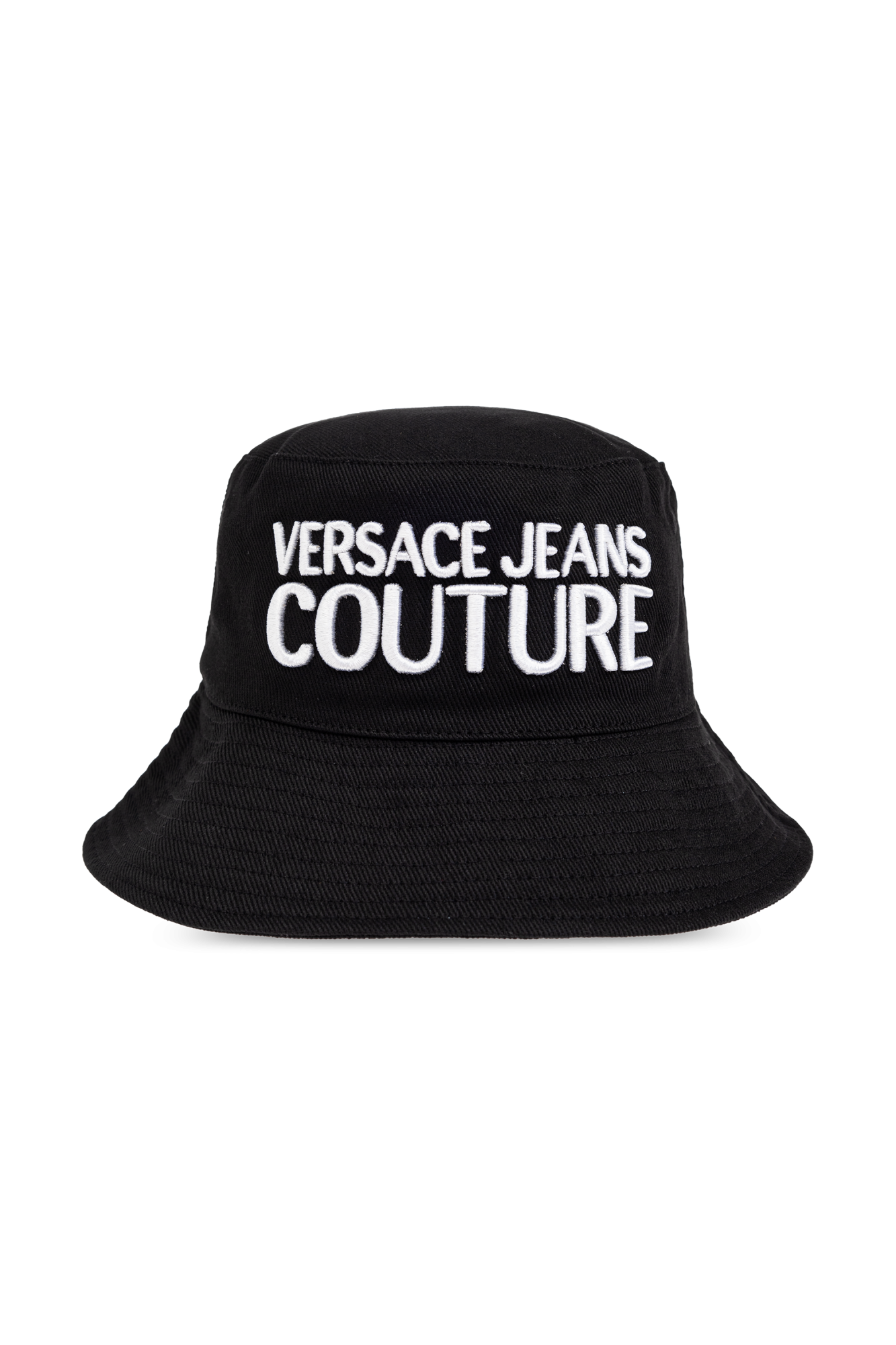 ハット VERSACE JEANS COUTURE Woman Hat Black 78HAZK04ZG365 899 Black Hat with embroidered logo Versace Jeans Couture